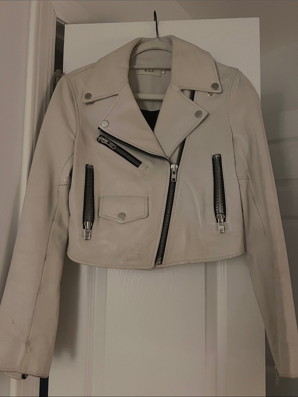 ALC Lamb Leather White Jacket